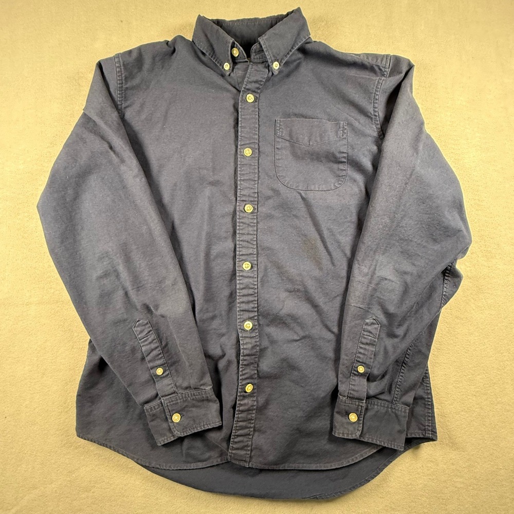 Gap For Good Mens Navy Blue Standard Fit Stretch Button Down Shirt Medium